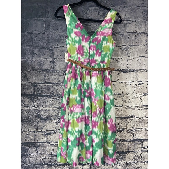 Allen B By Allen Schwartz  Dress  Size 4 Green Fuchsia Cotton‎ Romantic - Picture 6 of 12